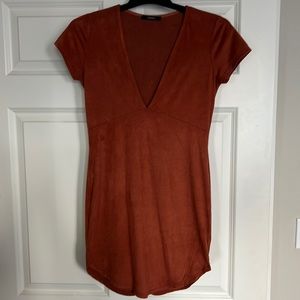 Forever 21 Burnt Orange Suede Mini Dress Size Small